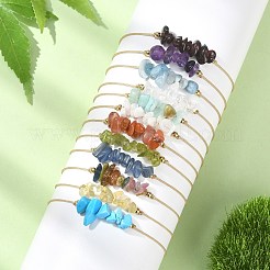 12Pcs 12 Style Natural & Synthetic Mixed Gemstone Chips Braided Bead Bracelets Set&nbsp;BJEW-JB09851