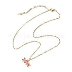 5Pcs 5 Colors Valentine's Day Theme Alloy Enamel Word Love Pendant Necklaces&nbsp;NJEW-JN05222