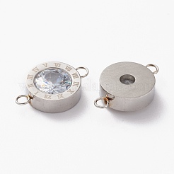304 Stainless Steel Micro Pave Clear Cubic Zirconia Links Connectors&nbsp;X-STAS-I169-01P