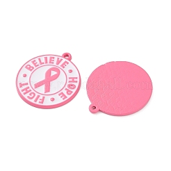 Breast Cancer Awareness Ribbon Zinc Alloy Enamel Pendants&nbsp;ENAM-I079-02-07