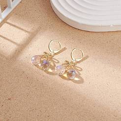 Alloy Bowknot with Glass Teardrop Dangle Leverback Earrings&nbsp;EJEW-TA00114