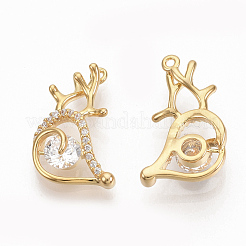 Brass Micro Pave Clear Cubic Zirconia Pendants&nbsp;ZIRC-Q021-006G-NF