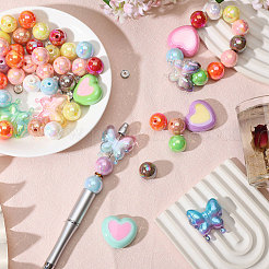 Heart Butterfly Mixed Acrylic & Brass Rhinestone Spacer Beads Findings Kits&nbsp;DIY-CA0008-06
