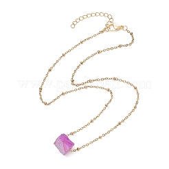 5Pcs 5 Colors Dyed Natural Quartz Polygon Pendant Necklaces&nbsp;NJEW-JN04491-S