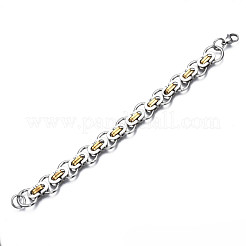 Ion Plating(IP) Two Tone 201 Stainless Steel Byzantine Chain Bracelets&nbsp;BJEW-S057-90