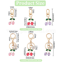 6Pcs 6 Styles Cherry Transparent Acrylic Pendant Decorations&nbsp;HJEW-CP0001-08