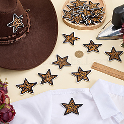 22Pcs Star with Leopard Print Polyester Embroidery Sew on Cloth Patches&nbsp;PATC-FG0003-81
