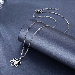 304 Stainless Steel Atomic Symbol Cutout Pendant Necklaces for Women&nbsp;WG2CB86-01