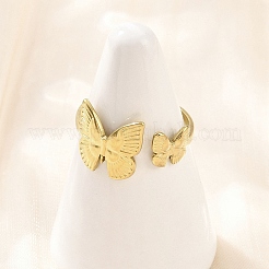 304 Stainless Steel Cuff Open Rings for Women&nbsp;RJEW-A102-07G
