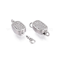Brass Micro Pave Clear Cubic Zirconia Box Clasps&nbsp;KK-Q074-04P