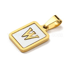 PVD Vacuum Plating 304 Stainless Steel Pave Natural White Shell Pendants&nbsp;STAS-S130-03G-W
