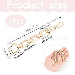 2Pcs Alloy Purse Extension Chains with D Ring & Swivel Clasps&nbsp;PURS-UN0001-03LG
