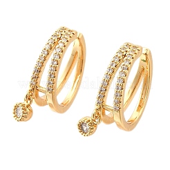 Brass Micro Pave Clear Cubic Zirconia Cuff Earrings&nbsp;EJEW-F370-30G