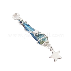 3Pcs 3 Styles Electroplated Natural Quartz Crystal Nuggets Copper Wire Wrapped Pendants&nbsp;PALLOY-JF03128-05