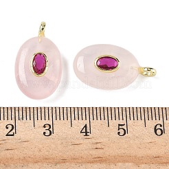 Natural Rose Quartz & Cubic Zirconia Pendants&nbsp;X-G-Z076-01G-20