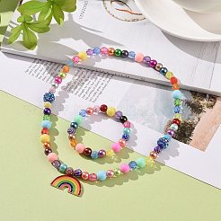 Rainbow Theme Bracelets & Necklaces Sets for Kids&nbsp;SJEW-JS01266