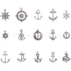Tibetan Silver Anchor & Helm Pendants&nbsp;TIBEP-PH0004-15AS-WH