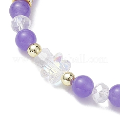 Round Natural Dyed Malaysia Jade Beaded Stretch Bracelets&nbsp;BJEW-JB10670