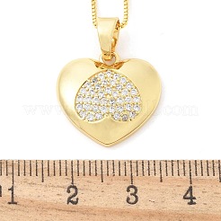 Brass Micro Pave Clear Cubic Zirconia Pendant Necklaces for Women&nbsp;LS-NJEW-M084-02G-03