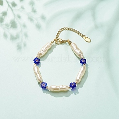 ABS Imitation Pearl & Millefiori Glass Beaded Bracelet for Women&nbsp;BJEW-JB08434