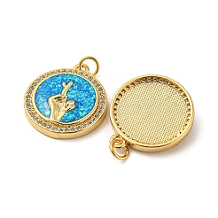Brass Micro Pave Cubic Zirconia with Synthetic Opal Pendants&nbsp;KK-D096-05A-02