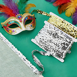 20 Yards 2 Colors Polyester with Paillette Lace Trim Ribbon&nbsp;OCOR-PH0036-49