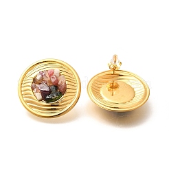 304 Stainless Steel Natural Agate Crystal Stud Earrings&nbsp;EJEW-R012-02G-03