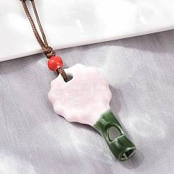 Adjustable Sunflower Porcelain Whistle Pendant Waxed Cord Necklaces for Women&nbsp;FB-CBA68CE-01A