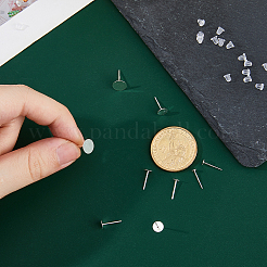 5 Pairs 5 Styles 925 Sterling Silver Flat Round Pad Stud Earring Findings&nbsp;STER-DC0001-92
