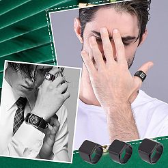 3Pcs 3 Size 304 Stainless Steel Rectangle Signet Finger Rings&nbsp;RJEW-UN0001-26B