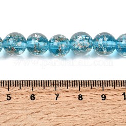 Luminous Handmade Gold Sand Lampwork Beads Strands&nbsp;LAMP-P051-L07-10mm-01