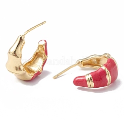 Brass Enamel Stud Earrings&nbsp;EJEW-A093-06G