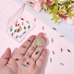 72Pcs 12 Styles Brass with K9 Glass Connector Charms&nbsp;KK-BM0001-06