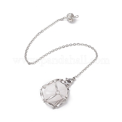 Non-Tarnish Stainless Steel Braided Chain Macrame Pouch Empty Stone Holder Dowsing Pendulums&nbsp;PALLOY-JF02738-02
