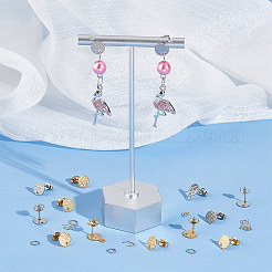 24Pcs 6 Style Ion Plating(IP) 304 Stainless Steel Flat Round Stud Findings&nbsp;STAS-UN0050-66