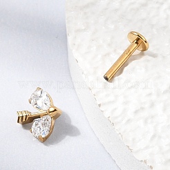F136 Titanium Pave Clear Cubic Zirconia Teardrop Arrow Internally Threaded Labrets&nbsp;ME-CBA9828-03G