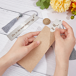 2Pcs 2 Style 201 Stainless Steel Bookmarks with Nylon Tassel&nbsp;AJEW-CP0005-77