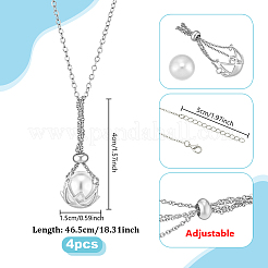 4Pcs Adjustable Brass Pearl Stone Empty Cage Pendant Necklace Making&nbsp;NJEW-PH0001-60P