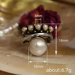 Alloy with Plastic Pearl Finger Rings&nbsp;FS-WGB63DD-05