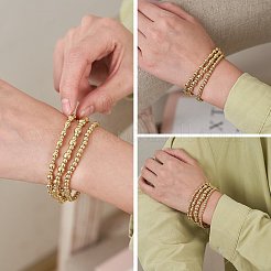 5Pcs Round Brass Beaded Stretch Bracelets for Women&nbsp;BJEW-SW00151