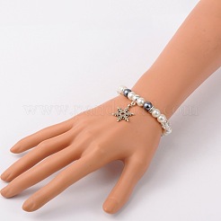 Trendy Glass Pearl Stretch Charm Bracelets&nbsp;BJEW-JB01697