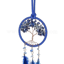 Iron Woven Web/Net with Feather Pendant Decorations&nbsp;LS-AJEW-P097-09