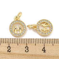 Brass Micro Pave Clear Cubic Zirconia Charms&nbsp;KK-Z044-34G