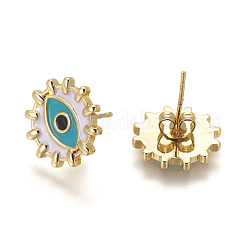 Brass Enamel Stud Earrings&nbsp;EJEW-L224-43G