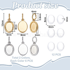 12Pcs 2 Colors 304 Stainless Steel Pendant Cabochon Settings&nbsp;STAS-UN0064-50