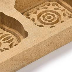 Flower Pattern Beech Wooden Press Mooncake Mold&nbsp;WOOD-K010-04B