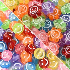 100Pcs Smiling Face Transparent Acrylic Beads&nbsp;MACR-YW0003-47A
