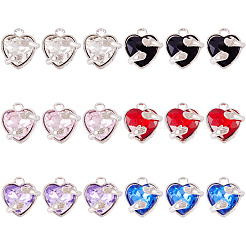 18Pcs 6 Colors Alloy Glass Charms&nbsp;FIND-TA0009-91P