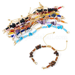10Pcs 10 Styles Natural & Synthetic Mixed Stone Chip & Glass Seed Beaded Braided Bracelet Making&nbsp;AJEW-TA00055