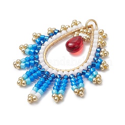 Handmade Glass Seeds Teardrop Pendants&nbsp;PALLOY-MZ00390-02